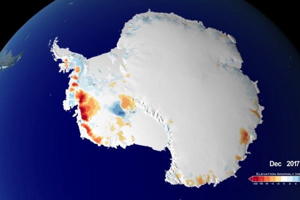 25 Years of Antarctic Land Ice Elevation Change Anomalies (West Coast Fly Over)