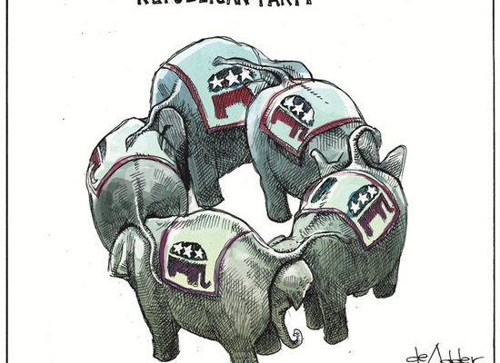 Miss Myrtle Resists @MissMyrtle2 13h Michael @deAdder sums up the state of the #Republican's #GrandOldParty. Correct me if I'm wrong, but circus elephants went extinct quite a few years ago. The GOP are headed for the Ash Heap of History, and #GITMO